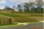 Subdivision 1.5m high retaining wall with 180mm x 3.6m uni-poles